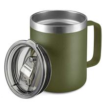 Caneca de café ALOUFEA de aço inoxidável 350ml isolada verde militar