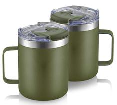 Caneca de café ALOUFEA isolada em aço inoxidável 350mL Army Green Caneca de café ALOUFEA isolada em aço inoxidável 350mL Army Green