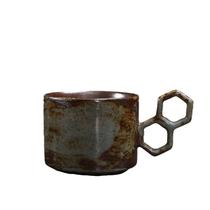 Caneca de café artesanal de cerâmica 350 ml com alça em forma de favo de mel Caneca de café artesanal de cerâmica 350 ml com alça em forma de favo de mel