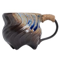 Caneca de café artesanal de cerâmica de 270 ml com alça de corda torcida Caneca de café artesanal de cerâmica de 270 ml com alça de corda torcida
