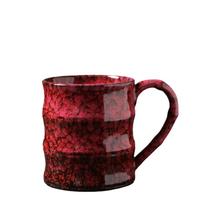 Caneca de café artesanal em cerâmica crepitada com esmalte vermelho 500mL Caneca de café artesanal em cerâmica crepitada com esmalte vermelho 500mL