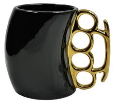 Caneca de café Caliber Gourmet Brass Knuckles em cerâmica preta/dourada