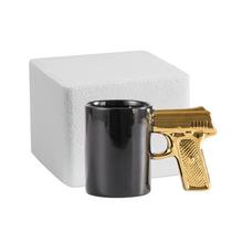 Caneca de café cerâmica com alça em forma de arma 350ml preta