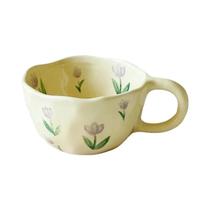 Caneca De Café Cerâmica Criativa Em Forma Especial, Estilo Ins, Design Floral, Copo Para Café Da