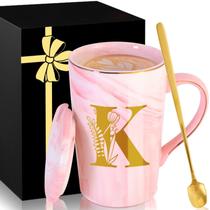 Caneca de café cerâmica MNZZ Pink Marble com tampa e ouro Caneca de café cerâmica MNZZ Pink Marble com tampa e ouro