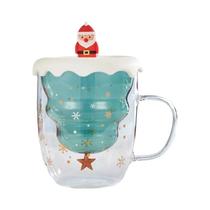 Caneca De Café Com Isolamento Duplo Em Forma De Árvore De Natal Com Tampa, Copo De Chá, Copo De