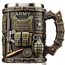 Caneca de café com tema militar 3D com design de equipamento militar de 350 ml de cerâmica Caneca de café com tema militar 3D com design de equipamento militar de 350 ml de cerâmica