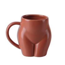 Caneca de café de cerâmica 3D em forma de bunda engraçada 520ml laranja