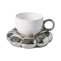 Caneca De Café De Cerâmica De Girassol De 6oz Com Pires Decorativo Em Forma De Nuvem, Estética