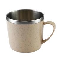 Caneca De Café E Chá De Leite Em Aço Inoxidável De Dupla Camada Com Cabo De Plástico Antiescaldante