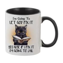 Caneca de café Eisfiel Funny Cat I'm Going To Let God Fix It 330 ml