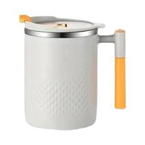 Caneca De Café Em Aço Inoxidável Anti-Queimaduras De Dupla Camada Com Alça E Tampa, Copo Térmico À