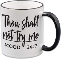 Caneca de café em cerâmica Thou Shall Not Try Me 350ml Funny Mo