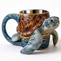 Caneca de café FACE N FACE Sea Turtle 3D Cute Ocean Design