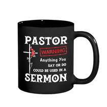 Caneca de café Funny Pastor Copo de cerâmica de 350 ml com citação de advertência