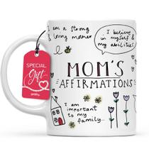 Caneca de café Gossby Mom Affirmations 11 onças de cerâmica branca