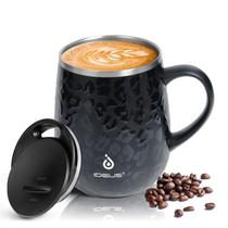Caneca de café isolada Ideus 470ml com alça e tampa Leopard de 16 onças Caneca de café isolada Ideus 470ml com alça e tampa Leopard de 16 onças