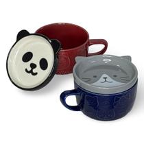 Caneca De Café Leite Chá Com Tampa Bichinhos Copo Criativo