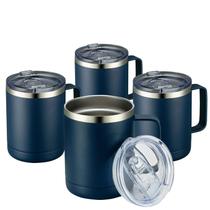 Caneca de café MEWAY isolada em aço inoxidável 350mL, pacote com 4 unidades Navy