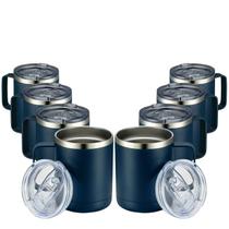 Caneca de café MEWAY isolada em aço inoxidável 350ml, pacote com 8 unidades Navy
