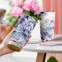 Caneca de café Oasisdream Tumbler 600mL com estampa de flores Caneca de café Oasisdream Tumbler 600mL com estampa de flores