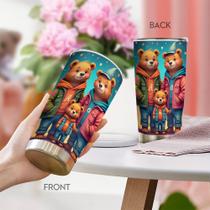 Caneca de café Oasisdream Tumbler 600mL com estampa de urso Caneca de café Oasisdream Tumbler 600mL com estampa de urso