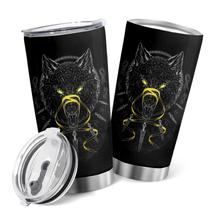 Caneca de café Oasisdream Tumbler 600mL em aço inoxidável com lobo