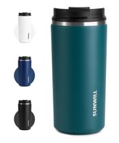 Caneca de café SUNWILL isolada 350mL com tampa revestida a pó