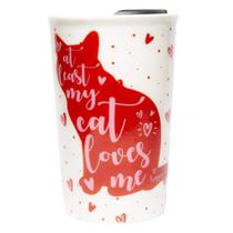 Caneca de café Toynk Cat Ceramic Red Kitty 270 ml para presente de 9 onças