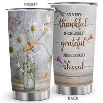 Caneca de café Tumbler Oasisdream 600 ml com Daisy Print 18/8 SS Caneca de café Tumbler Oasisdream 600 ml com Daisy Print 18/8 SS