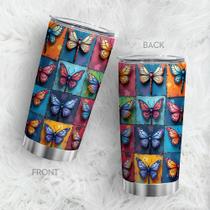 Caneca de café Tumbler Oasisdream 600 ml com estampa de borboleta