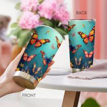 Caneca de café Tumbler Oasisdream 600 ml com estampa de borboleta