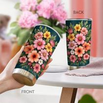 Caneca de café Tumbler Oasisdream 600 ml com estampa floral 18/8 SS Caneca de café Tumbler Oasisdream 600 ml com estampa floral 18/8 SS