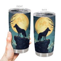 Caneca de café Tumbler Oasisdream 600ml com estampa de lobo