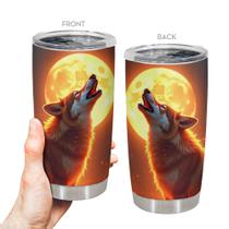 Caneca de café Tumbler Oasisdream 600ml com estampa de lobo