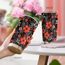 Caneca de café Tumbler Oasisdream 600mL com estampa floral Caneca de café Tumbler Oasisdream 600mL com estampa floral