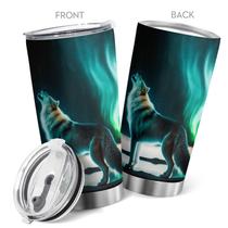 Caneca de café Tumbler Oasisdream 600mL de aço inoxidável com lobo