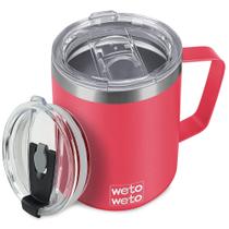 Caneca de café WETOWETO 414 ml, isolada a vácuo, vermelha