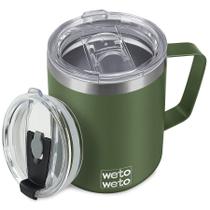 Caneca de café WETOWETO isolada em aço inoxidável 400mL verde oliva