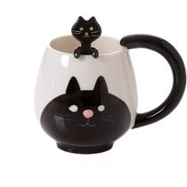 Caneca de café Wokex 350ml Cat Ceramic Black com colher