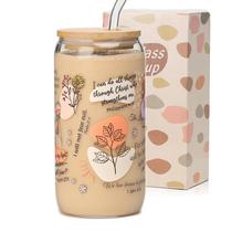 Caneca de café Xelewooz My Daily Bible Affirmations de vidro de 480 ml