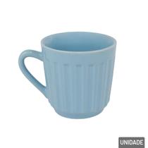 Caneca de Cerâmica 150ml Azul Canelada - Tudo em Caixa