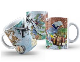 Caneca de Cerâmica 325ml Mapas do Mundo