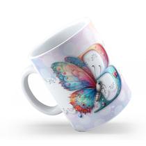 Caneca de Cerâmica 325ml Personalizada Com Seu Nome Alfabeto Butterfly Borboletas