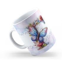 Caneca de Cerâmica 325ml Personalizada Com Seu Nome Alfabeto Butterfly Borboletas