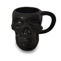Caneca de cerâmica Black Skull Design 350 ml para fãs de terror Gothic