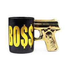 Caneca de cerâmica Boss Gun Handle Copo de café preto de 350 ml
