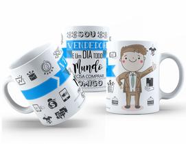 Caneca de Cerâmica Branca 325ml com Estampa de Profissões