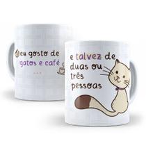 Caneca de Cerâmica Branca 325ml Frases Engraçadas de Gatos