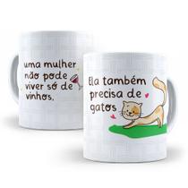 Caneca de Cerâmica Branca 325ml Frases Engraçadas de Gatos Caneca de Cerâmica Branca 325ml Frases Engraçadas de Gatos